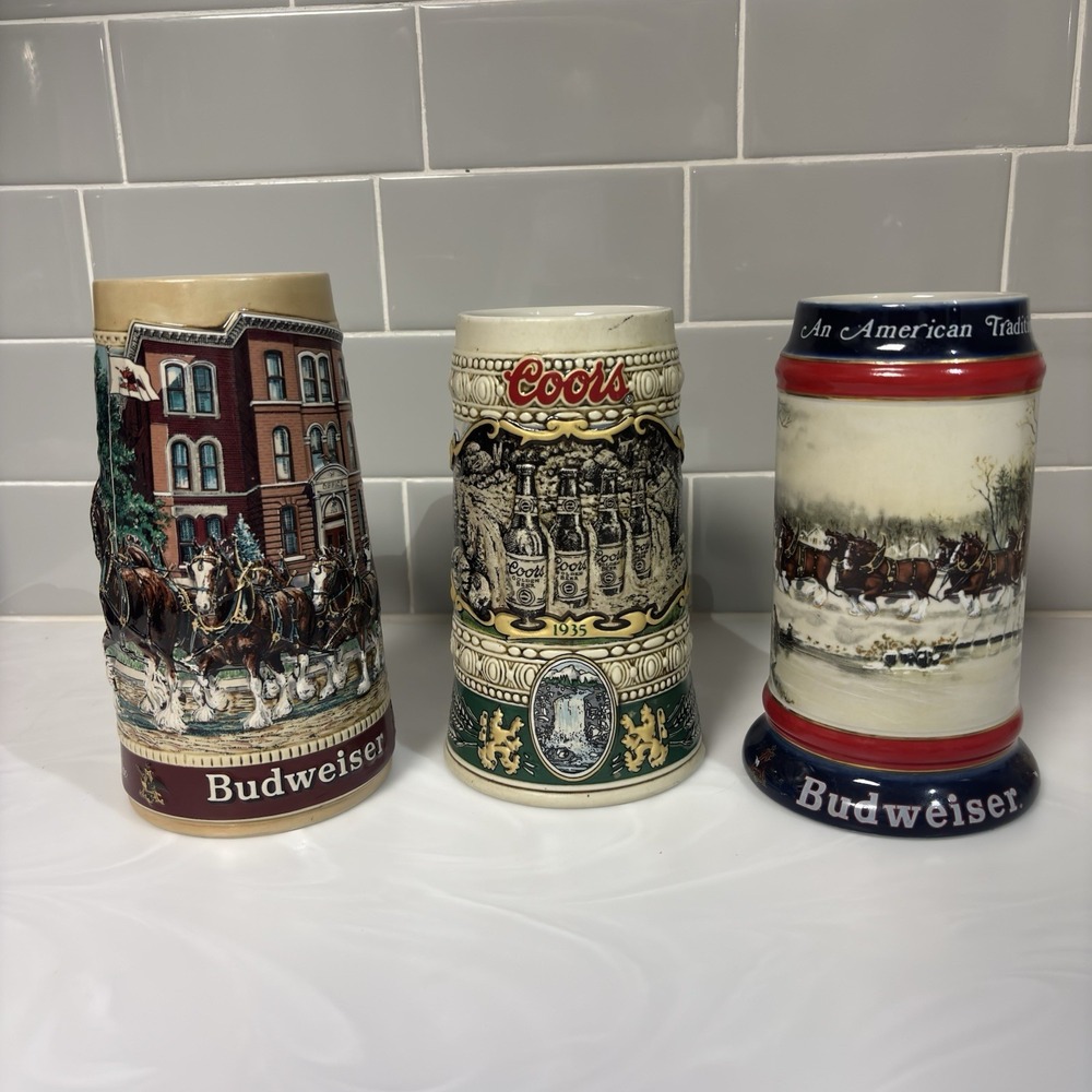 Vintage Budweiser Collector C Series Stein Anheuser-Busch Coors Beer Mug Cups 3
